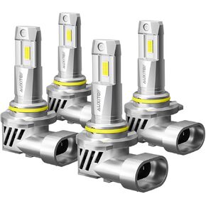 AUXITO 9005 and 9006 Fog Lights combo, 60000LM Ultra-Bright 6500K White, Plug-and-Play with Cooling Fan, Mini Size Halogen Replacement Bulb, Pack of 4