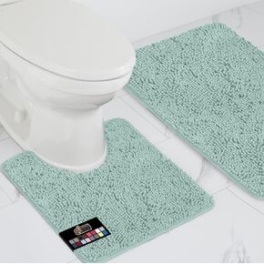 Gorilla Grip Bathroom Rug Sets, Soft Chenille 2 Piece Area Rugs Set, Toilet Base Mat and 30"x20" Carpet, Absorbent Microfiber Washable Mats Dry Quickly, Home Décor and Bath Room Accessories, Cyan