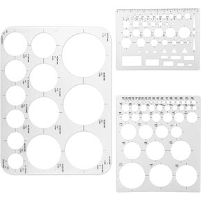3pcs Circle Stencils for Drawing, 3 Sizes Round Circle Templates for Crafts Transparent Circle Drawing Tool Geometric Circle Ruler Circle Tracers for Office Building Formwork