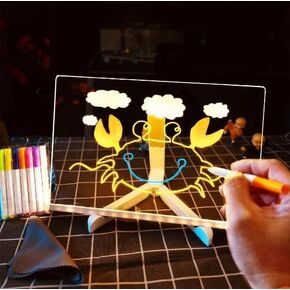 Acrylic Dry Erase Board with Light, Led Note Board with Colors, 14.9 X 9"Light Up Dry Erase Board with Adjustable Stand Glow Memo Note, Led Board White Board for Office Home