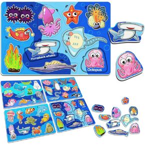 4 Pack 40 Pieces Felt Animal Puzzles Sorting Busy Board Montessori Matching Game Jigsaw Educational Preschool Early Learning Toy Gift for Kids Toddlers