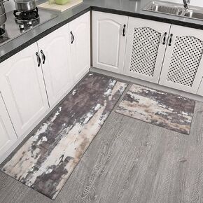 Kitchen Mats for Floor Set of 2 Pieces Kitchen Rugs and Mats Non Skid Washable Kitchen Floor Mat(17" Wx30 L+17" Wx 47" L)