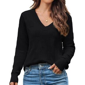 Sweaters for Women Trendy Fall Fashion 2024 Womens Long Sleeve Tops Shirts Blouses V Neck Casual Women's Pullover Sweater