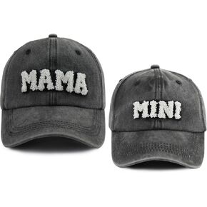 2 Pcs Mama and Mini Hats, Cute Adjustable Cotton Parent-Child Baseball Cap