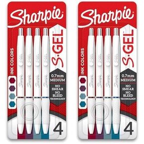Sharpie S-Gel Pens, Fashion Barrel Gel Ink Pens, Pearl White Body, Medium Point Pens (0.7Mm), Writing Pens, Coloring Pens, Gel Pens For Journaling, Bold Jewel Color Assortment, 4 Count