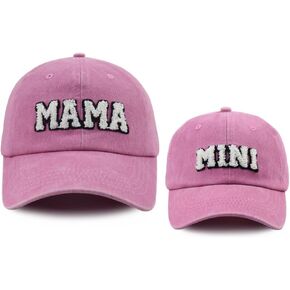 2 Pcs Mama and Mini Hats, Cute Adjustable Cotton Parent-Child Baseball Cap