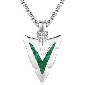 Malachite Arrowhead Necklace 925 Sterling Silver Arrow Pendant Necklace Jewelry Gifts for Men Women