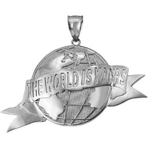 LA BLINGZ Sterling Silver THE WORLD IS YOURS Globe Pendant