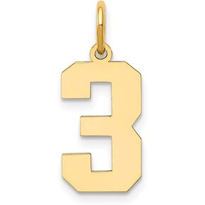 Solid 14k Yellow Gold Medium Number 3 Charm Pendant - 20mm x 8mm