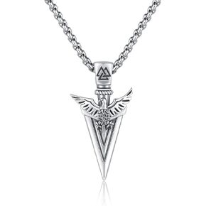 Viking Eagle Arrow Pendant Necklace 925 Sterling Silver Arrowhead Necklace for Men Viking Jewelry Birthday Christmas Gifts for Women