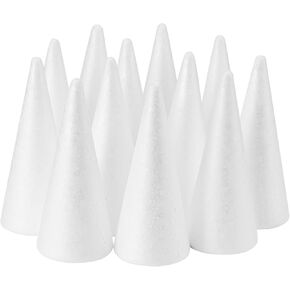 YURN Craft 12 Pack Foam Cones for Crafts, Foam Trees Cones, 2.16×4.29 in Cones Shaped Foam for Christmas Decorations, Gnomes, and DIY Art Projects.