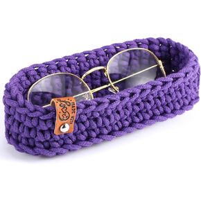 Tioncy Eyeglasses Holder for Nightstand Wool Anti Scratch Soft Eyeglass Holder Stand Desk Bedside Knit Horizontal Eyeglass Storage for Grandparents Day Thanksgiving Christmas Birthday Gift