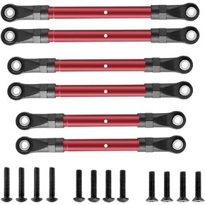 6Pcs Set Red Upgrade Parts Aluminum Completed Turnbuckles with Plastic Ball Ends for Traxxas Slash Hoss Rustler Stampede 4x4