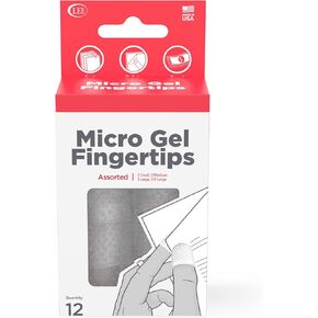 Lee Micro Gel Fingertips - Assorted Size 11-13 for Easier Paper Handling, Paper Cut Prevention, and Handling Hot Glue, Clear and Durable Fingertips, 12 Finger Protectors