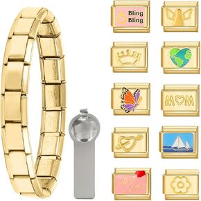 Italian Charms Bracelet Sets with 1Pcs Starter Brascelet 9Pcs Charms 9mm Italian Modular Charm Bracelet DIY Module Jewelry Gifts