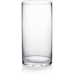 WGVI Quality Thick Weighted Clear Cylinder Glass Vases, 4" W x 12" H, Flower Arrangement Floating Candle Holders Wedding Centerpieces Terrarium Planter Floral Countertop Storage Container, 1 Piece