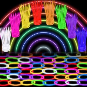 Glow Sticks Bulk Party Favors 100 Pack 8" Glow in the Dark Party Supplies Light Up Neon Party Decorations Glow Necklaces Bracelets for Kids Adults Birthday Halloween Christmas Easter Valentine Wedding