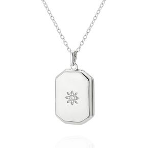 925 Sterling Silver 14K Gold Plated Rectangular Coin Lotus Photo Locket Pendant Necklace