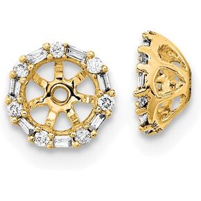 14K Solid Yellow Gold Diamond Earring Jackets for Studs