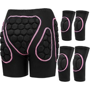 3 Set Protective 3D Padded Hip EVA Short Pants Knee Pads Elbow Pads Set Winter Protection Hip Pads Thick Anti Slip Knee Sleeve Elbow Guard for Men Women Ski Ice Skating Roller in Kuwait