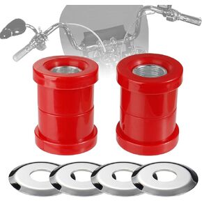 Handlebar Riser Bushings Damper Kit Compatible with Harley 1973-2017 Softail Dyna FXR and 1973-2024 Sportster XL, Polyurethane Material, Red