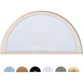 Jlong Arch Window Shade Half Circle Window Shade Paper Blinds for Windows Cordless Semicircular Blind No Drill Blinds for Windows Half-Round Shade Easy to Cut and Install for Home Living Room Bedroom