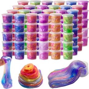 Galaxy Slime Toy 72pack Party Favors for Kids, Rich Colored, Stress Relief Toy for Girls Boys, Easter Basket Stuffers, Christmas Stocking Stuffers