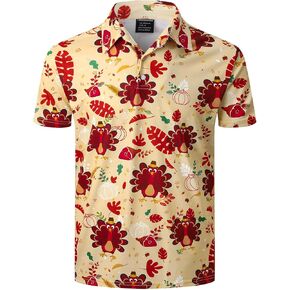 LINOCOUTON Men's Thanksgiving Turkey Costume Polo Shirt