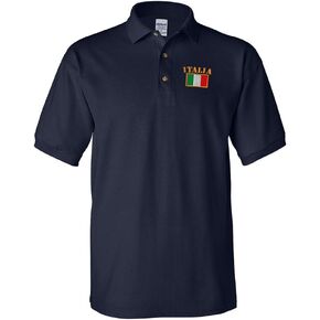 Polo Shirts for Men Italia Flag Embroidery Cotton Short Sleeves Golf Tees
