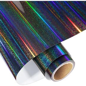 VINYL FROG Holographic Adhesive Vinyl Roll 12" x5ft Glitter Grey Permanent Vinyl Rainbow Craft Vinyl for Vinyl Cutter for DIY Cup Decals, Home Decor, Christmas Vinyl