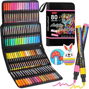 80 Colors Acrylic Paint Pens, Premium Acrylic Paint Markers, Paint Pens & Paint Markers for Wood, Canvas, Rock Painting, Stone Surfaces,DIY Crafts Making
