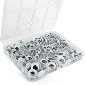 600 Pcs Black Wiggle Googly Eyes with Self-Adhesive, 6mm 8mm 10 mm 12mm 15mm Mixed Packaging (Black and White)