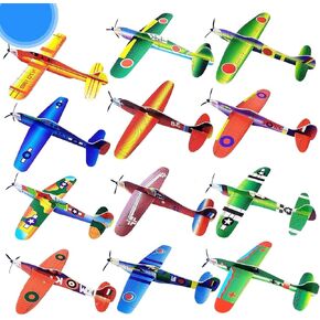 12 Pack Foam Glider Planes Toys,8" Airplane Toy,12 Different Designs Planes Toys for Boys,Individually Packed Outdoor Flying Toys,Party Favors for Kids 8-12 (12 PCS)