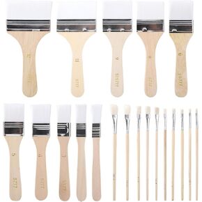 Set of 20 Art Paint Brushes Assorted Sized Nylon Painting Brushes with Wooden Handles for Acrylic, Oil, Wood Color, Paint, Varnishes,Best Gift for Kids Adults Drawing