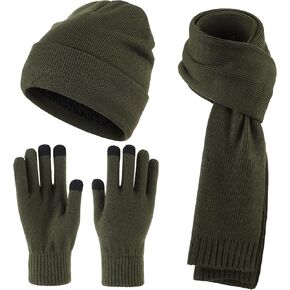 Home Prefer Men's Knit Beanie Hat Scarf Gloves Cold Weather Set Long Neck Scarf Touchscreen Gloves Winter Hat for Men in Kuwait