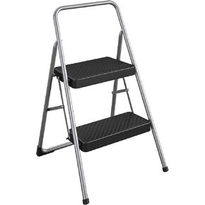 COSCO 2-Step Household Folding Steel Step Stool, Black