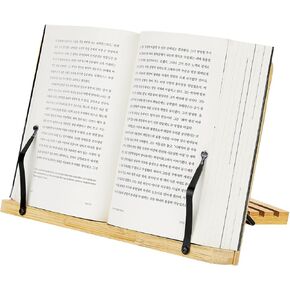 حامل كتب من الخيزران - حامل قابل للتعديل وخفيف الوزن للكتب وأجهزة الكمبيوتر المحمولة وكتب الطبخ - مثالي للمطبخ أو المكتب، مقاس كبير 13.2 × 9.3 بوصة