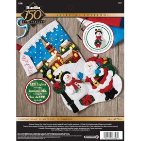Bucilla 18-Inch Christmas Stocking Felt Appliqué Kit, 86818 Christmas Village