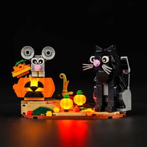 LED Light Kit Compatible with Lego Halloween Cat and Mouse 40570, Upgraded Pumpkin Lighting Set Accessories Compatible with Lego 40570 Building Set (Lights Only, No Models)