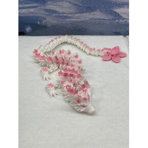 3D Printed Dragon, 12"" Pink and White Cherry Blossom Dragon , Fidget ADHD Autism Sensory Toy, Executive Desk Toy D016-DR