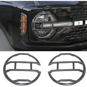 Front Headlight Guards Trim Protector Cover for Ford Bronco 4-Door 2021-2024 Exterior Headlamp Guard Kit Accessories (Golssy Black)