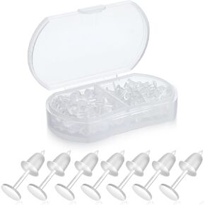 Plastic Earrings, 200 PCS Clear Earrings for Sports, Clear Plastic Post Earring Studs for Sports, Flat Silicone Earrings Rubber Earrings Clear Earrings for DIY