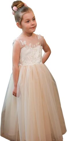 Flower Girl Dress Lace Party Dresses Lace Girl Dress Tulle Formal Dress Girls Party Wedding Pageant Ceremony First Communion in Saudi Arabia