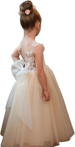 Flower Girl Dress Lace Party Dresses Lace Girl Dress Tulle Formal Dress Girls Party Wedding Pageant Ceremony First Communion in Saudi Arabia
