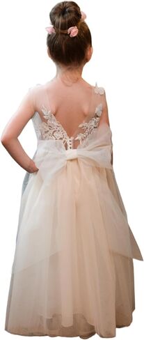 Flower Girl Dress Lace Party Dresses Lace Girl Dress Tulle Formal Dress Girls Party Wedding Pageant Ceremony First Communion in Saudi Arabia