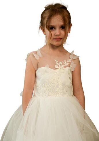 Flower Girl Dress Lace Party Dresses Lace Girl Dress Tulle Formal Dress Girls Party Wedding Pageant Ceremony First Communion in Saudi Arabia