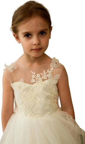 Flower Girl Dress Lace Party Dresses Lace Girl Dress Tulle Formal Dress Girls Party Wedding Pageant Ceremony First Communion in Saudi Arabia