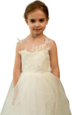 Flower Girl Dress Lace Party Dresses Lace Girl Dress Tulle Formal Dress Girls Party Wedding Pageant Ceremony First Communion in Saudi Arabia