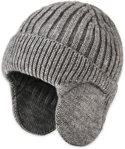 Exemaba للجنسين الاطفال Earflap قبعة ووشاح مجموعة 2PCS الشتاء الدافئة متماسكة الصوف مبطن الجمجمة قبعة الرقبة أكثر دفئا للبنين بنات 2-8y in Kuwait