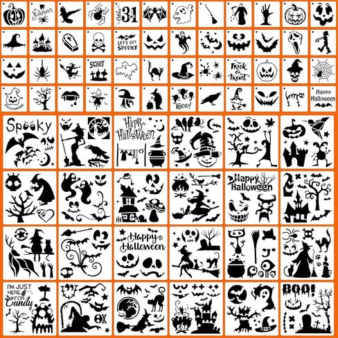 Painting Stencils,Reusable Painting DIY Stencil for Painting Decoration (Hallowee 72Pcs 3in and 6in) in Saudi Arabia